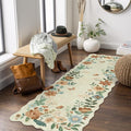 Lahome Floral Kitchen Runner Rug, 2x5 Rug Runners for Hallways Non Slip Ultra-Thin Soft Washable Carpet Runner, Non Slip Low-Pile Boho Carpet for Bathroom Bedroom Flore (2x5ft,Beige)