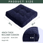 HIGOGOGO Tufted Corduroy Recliner Seat Cushion for Elderly, High Density Foam Large Square Seat Cushion for Recliner Chair, Floor Pillow, Office Chair, Car, No Pressure on Thighs, 20x20x4, Navy