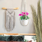 ZMTECH Macrame Plant Hanger for Indoor Plants - 2 Pack 35 Inch Boho Hanging Plant Hanger with Natural Wood Beads, Ivory Home Decor