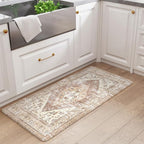KIMODE Kitchen Mats Cushioned Anti Fatigue, 20"x39" Farmhouse Kitchen Rug, Non Slip Kitchen Mats for Floor, Padded Kitchen Floor Mats, Standing Desk Mat for Sink, Laundry, Desk Khaki