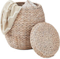 Best Choice Products Multipurpose Hyacinth Storage Basket, Plant Décor, Handwoven Organizer Tote for Bedroom, Living Room, Nursery, w/Lid - Whitewash