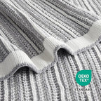 Amélie Home Striped Knit Throw Blanket for Couch, Dual-Sided Soft Chenille Decorative Blankets for Sofa & Chair, 50"x60", Gray & White