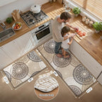 HEBE Cushioned Kitchen Mats for Floor Set of 2, Non Slip Anti Fatigue Kitchen Rugs and Mats, Floral Waterproof Comfort Foam Standing Mat Floor Carpet for Kitchen,Home Office,Sink,Laundry