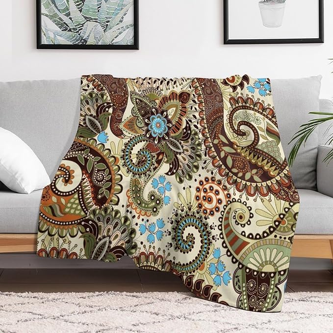 Vintage Bohemian Throw Blanket Indian Mandala Colorful Pattern Blanket for Sofa Bed Couch Chair Or Dorm 30"x40"