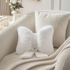 Bow Pillow Throw Pillows Butterfly Shaped Decorative Cute Pillows for Bed Sofa Cute Home Decor,White 14.5 * 12inch