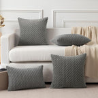 Kevin Textile 12x20 Inch Pillow Cover 1 Pack Boho Decorative Soft Striped Corduroy Lumbar Farmhouse Accent Rectangle Cushion Case for Living Room Couch Sofa Bed, Dark Grey