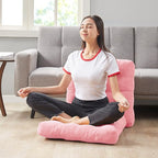 Meditation Floor Pillow Pink, Square Large Pillows Seating for Adults, Tufted Corduroy Cushion for Living Room Tatami, 22x22 Inch, 1 Count (Pack of 1)