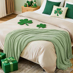 inhand Basil Green Throw Blanket for Couch Bed,St. Patrick’s Day Lucky Spring Gifts Throw for Men Women,Chunky Chenille Woven Soft Warm Blanket,Boho Farmhouse Cozy Decor,60"x80",Extra Thick