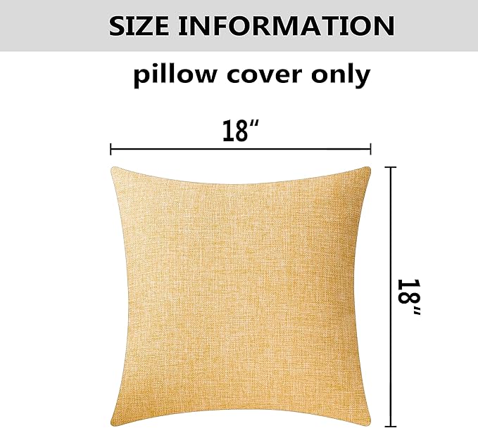 Home Brilliant Spring Pillow Covers 18x18 Yellow Farmhouse Pillow Covers Holiday Decorative Textured Linen Square Throw Pillows for Couch Sofa Bed Decor, 18 inch(45cm), Yellow