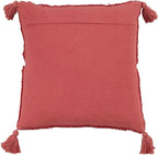 SARO LIFESTYLE Allman Collection Tufted Diamond Tassel Throw Pillow with Down Filling, 18", Rust