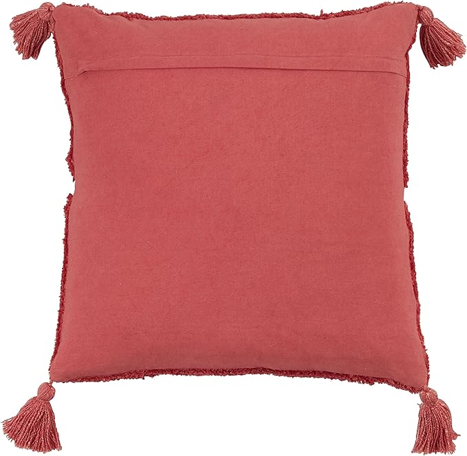 SARO LIFESTYLE Allman Collection Tufted Diamond Tassel Throw Pillow with Poly Filling, 18", Rust