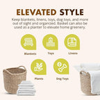 KOUBOO Large Decorative Seagrass Storage Basket, Handmade, Seagrass Basket, Living Room, Blankets, Toy Bin, Extra Storage, Decorative Storage, Laundry Basket, Linens