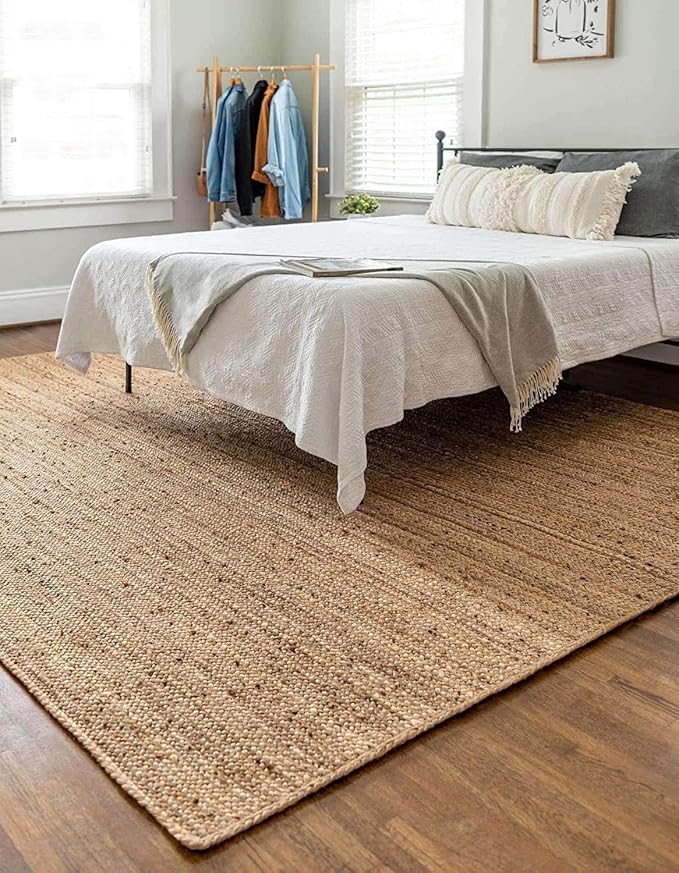 MDS Pack of 1 Handwoven Braided Jute Area Rug 8x10 Rectangular - 100% Natural Burlap Reversible Accent Rugs for Home Decor, Living Room, Doormat, Kitchen, Entryway Rug, Rustic, Farmhouse (8'x10')