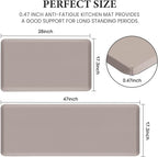 HappyTrends 2 PCS Kitchen Mat Cushioned Anti-Fatigue Floor Mat, Heavy Duty Ergonomic Comfort Foam Standing Mat, Waterproof Non-Slip Kitchen Rugs for Home, Office(17.3"x28"+17.3"x47",Khaki)