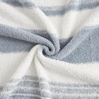 WRENGONGE Grey Blue Throw Blanket, 60x80 Soft Cozy Striped Throw Blankets for Couch, Sofa, Bed, Travel, Lightweight Fluffy Warm Plush Decorative Blankets for Women, Men Gift
