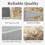 8x10 Brown Medallion Rugs for Living Room, Vintage Transitional Washable Large Rug for Bedroom Under Bed, Low Pile Thin Soft Carpet Rugs for Dining Room Office, Earth Tone Taupe Brown Black