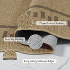 LIVEBOX Scalloped Washable 2x6 Runner Rug, Easy Jute Outdoor Rug Kitchen Tan Rugs for Entryway Hallway, Indoor Non Slip Rugs Farmhouse Geometric Modern Carpet for Laundry Room Bedroom Door Mat Porch
