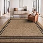 Beverly Rug Easy Jute Bordered Rug 5x7 Washable Durable Indoor Outdoor Area Rugs for Living Dining Room Patio Office Stain Resistant Non Shedding Casual Indoor Outside Carpet 5 x 7 Natural