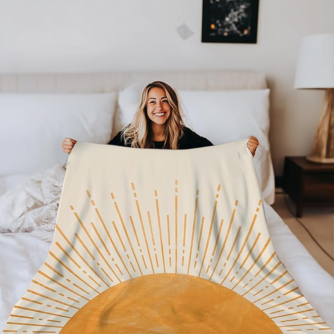 Boho Throw Blanket - Sun Blanket, Sunset Decorative Throw for Bed Couch Sofa, 50x60 Inches