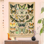 Vintage Butterfly Tapestry 48” x 36”, Long Vertical Wall Hanging Reference Illustrative Papillons Tapestries for Bedroom Aesthetic Butterfly Tapistry Cute Vertical Tapestry Wall Hanging Bedroom Decor