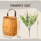 3 Pack Wall Hanging Wicker Basket with Artificial Eucalyptus Farmhouse Woven Storage Organizer Wood Flower Plants Basket Rustic Wall Decor for Porch Living Room Bedroom Entryway