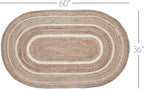 VHC Brands Jute Rug Oval with Pad, Natural and Cr