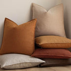 Foindtower Set of 2, Decorative Linen Soild Throw Pillow Covers Soft Accent Euro Cushion Case Boho Farmhouse Pillowcase for Chair Couch Sofa Bedroom Living Room Home Decor 16 x 16 Inch Autumn Orange
