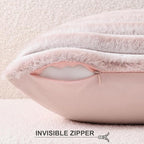 Pallene Faux Fur Plush Throw Pillow Covers 20x20 Set of 2, Luxury Soft Fluffy Striped Decorative Pillow Covers for Sofa, Couch, Living Room, Ombre Pink