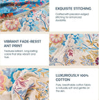 Boho Throw Blanket - 100% Cotton Throw Blankets for Bed Couch, 60"x80" Soft Muslin Lightweight Spring Throw Blanket, Cozy Floral Plant Printed Bohemain Bedding Decor Green Throw Quilt