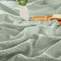 PHF 100% Cotton Muslin Blanket King Size 108"x90", 4-Layer Lightweight Gauze Throw, Breathable Cloud-Soft Minimalist Blanket for Bed, Couch, Camping & Baby, Sage Green, Ideal Gift