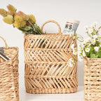 Hanging Basket for Front Door & Wall - Large Farmhouse Outdoor Planter, Holds Plants Mail Flowers, Woven Water Hyacinth Organizer, 12x10.5x5.3in