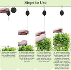 2026Upgraded 3Pcs Heavy Duty Retractable Plant Hanger, 44lbs Load, Auto Lock, Adjustable Hook for Hanging Plants, Bird Feeders, Wind Chimes, Garden Pots,Rust-Proof Stainless Steel,Black