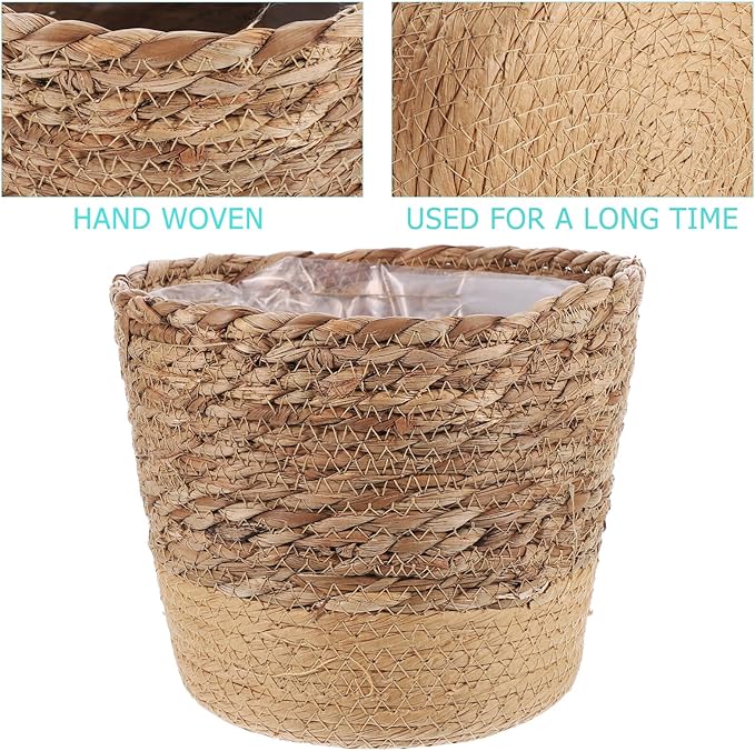 Cabilock Woven Plant Basket for Indoor Decor Hand Woven Seagrass Flower Pot Cover Storage for Home and Garden Versatile Decorative Container for Plants