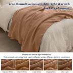PHF 100% Cotton Muslin Throw XL Blanket Large 50" x 70", 4-Layer Lightweight Gauze Throw, Breathable Cloud-Soft Minimalist Blanket for Bed, Couch, Camping & Baby, Coco Brown, Ideal Gift