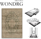 2x8 Washable Vintage Runner Rug Green Brown Hallway Kitchen Carpet Non-Slip Soft Low Pile Distressed Throw Rug for Bedroom Bathroom Laundry Living Room