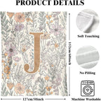 JXREQ Throw Blanket Initial Letter J Personalized Monogrammed Gifts for Women Teen Girls Frends, Boho Floral Throw Blankets for Bed Sofa Living Room Office, 50x60 Inch