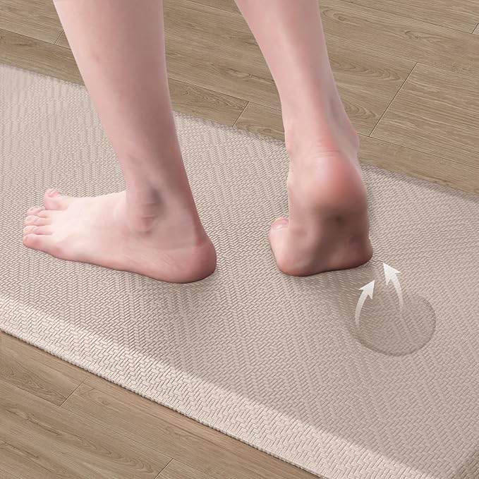 Mattitude Kitchen Mat Cushioned Anti-Fatigue Floor Mat Water Resistant Non-Slip Mats and Rugs Standing and Comfort Desk Mats for House Sink Office Laundry (Beige, 17.3"x39")
