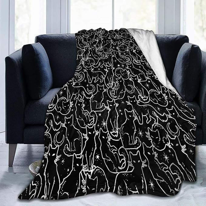 Cat Throw Blanket Soft Flannel Blanket 60"x50" in Bed Blanket Home Decor for Room Sofa Couch All Season