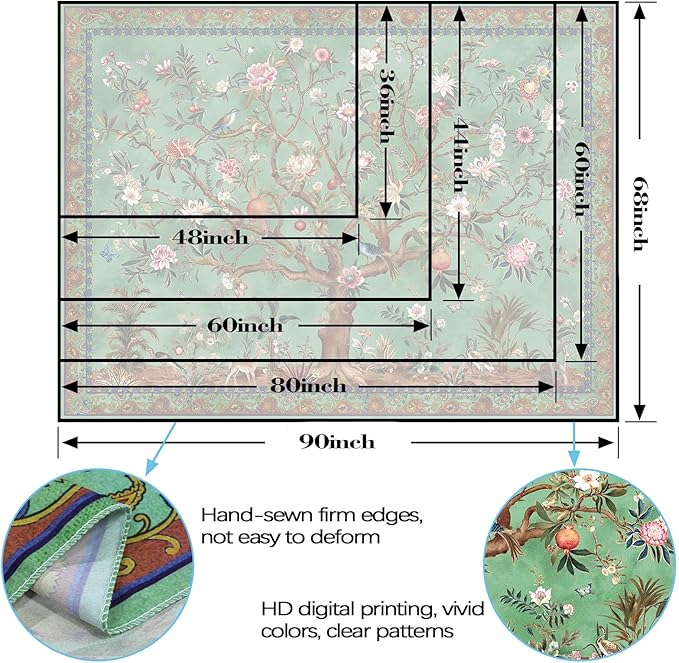 Faxdong Boho Tree of LIfe Tapestry, Vintage Flower Leaves Birds Plant Animal Pattern Tapestries, Retro Indian Bohemian Aesthetic Wall Hanging Green 60×80 inch