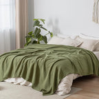 PHF 100% Cotton Muslin Blanket King Size 108"x90", 4-Layer Lightweight Gauze Throw, Breathable Cloud-Soft Minimalist Blanket for Bed, Couch, Camping & Baby, Olive Green, Ideal Gift