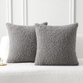 FUTEI Dark Grey Throw Pillow Covers 26x26 Inch Set of 2,Furry Faux Fur Teddy Boucle Textured Cushion Covers,Soft Fluffy Decorative Euro Pillow Shams,Home Decor for Couch Bed Living Room Office Car