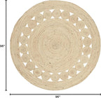 SAFAVIEH Area Rug 8' Round - Natural Fiber Collection - Large - Ivory, Handmade Jute, Boho Farmhouse Braided Design (NF364B)
