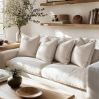 MIULEE Decorative Couch Pillow Covers Neutral Beige Linen Fringe Throw Pillows Set of 4 Boho Farmhouse Cushion Covers Soft Accent Pillowcases for Bed Couch Sofa Living Room Spring Decor 18x18 Inch