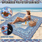 Boho Picnic Blankets 80''x 80'' Extra Large Beach Blanket Waterproof Sandproof Foldable Machine Washable Vintage Grass Lawn Park Mat for Family Camping Party Music Festival
