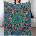 Abstract Mandala Throw Blanket Indian Hippie Bohemian Art Floral Texture Pattern Blanket for Sofa Bed Couch Chair Or Dorm 70"x80"