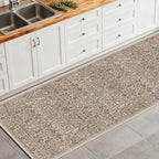 Washable 2' x 6' Runners for Hallways, Non Slip Long Floor Runner for Kitchen, Entryway Indoor, Stain Resistant Rubber Backing Floral Decor Rug (Moss)