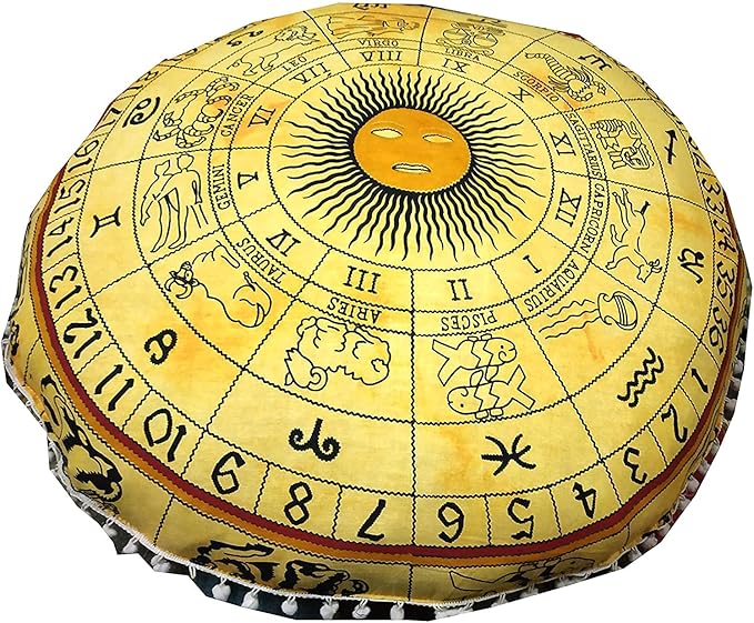 32 Inch Floor Pillows & Cushions Decorative Hippie Mandala Pouf Pillow Seating Meditation Cushion Bohemian Throw Cover Large Boho Ottoman Case Pillowcase Couch Round
