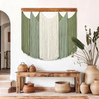 Dremisland Macrame Wall Hanging Dip-Dyed Large Boho Wall Decor Yarn Tapestry Handmade Sage Green Woven Tapestry Wall Art Decorations for Bedroom Living Room Nursery Apartment 31.5"x29.5"