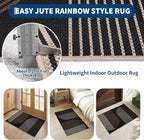 GarveeHome Modern Rainbow Easy Jute 3x5 Patio Rug, Indoor Outdoor Patio & Entryway Mat, Washable Non-Slip Carpet for Mudroom, Farmhouse Decor, Front Door