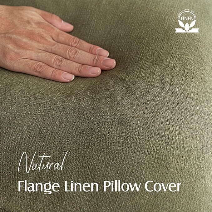 Foindtower Pack of 2, Decorative Linen Soild Throw Pillow Covers Soft Accent Cushion Case Boho Farmhouse Pillowcase for Chair Couch Sofa Bedroom Living Room Home Decor 22 x 22 Inch Olive Green